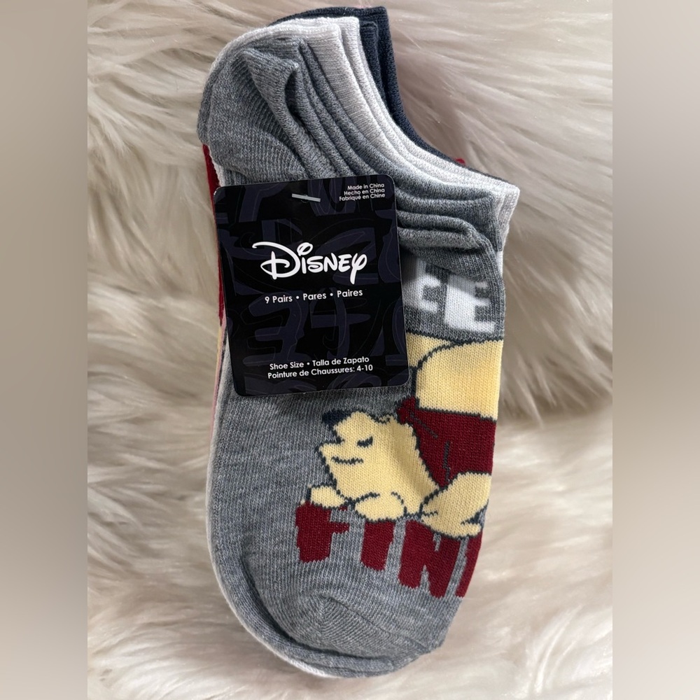 Disney Winnie the Pooh 9 Pack No Show Socks